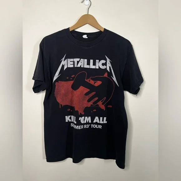 Y2K METALLICA Kill Em All For One Summer 1983 Tour T Shirt Size M *FLAW* - Picture 1 of 7